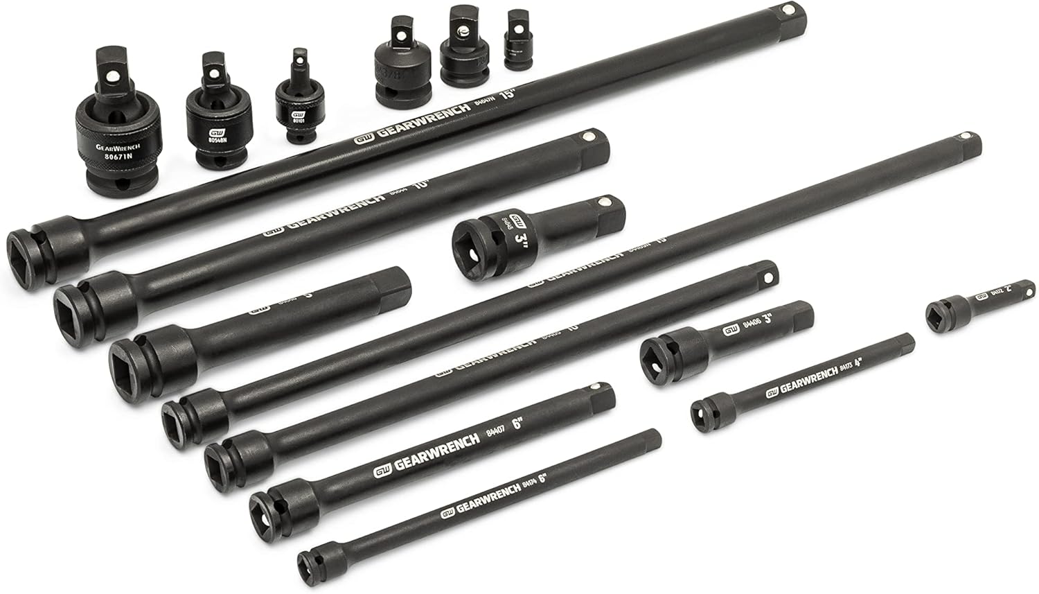 GEARWRENCH 17 Piece 1/4', 3/8', 1/2' Impact Drive Tool Accessories Set with EVA Foam Tray - 86524