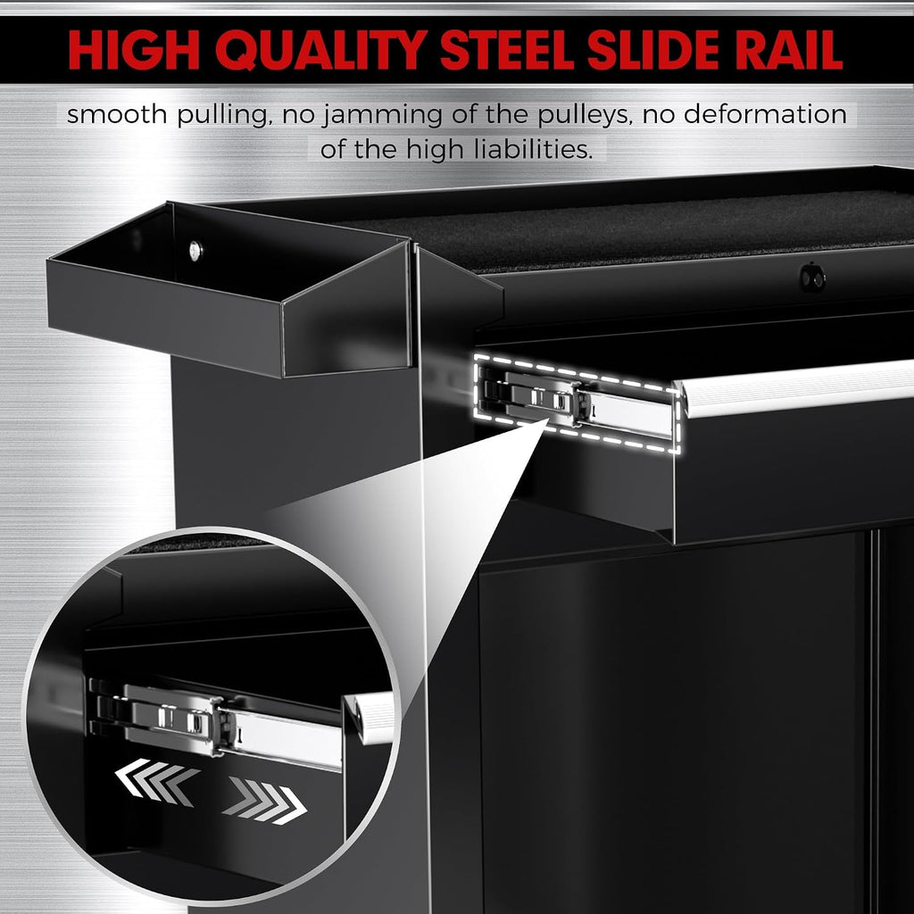 5-Drawer Rolling Tool Chest - Heavy-Duty Steel Tool Cabinet with Detachable Top Box, Locking Wheels & Security System for Garage/Workshop, 2-in-1 Design，Black