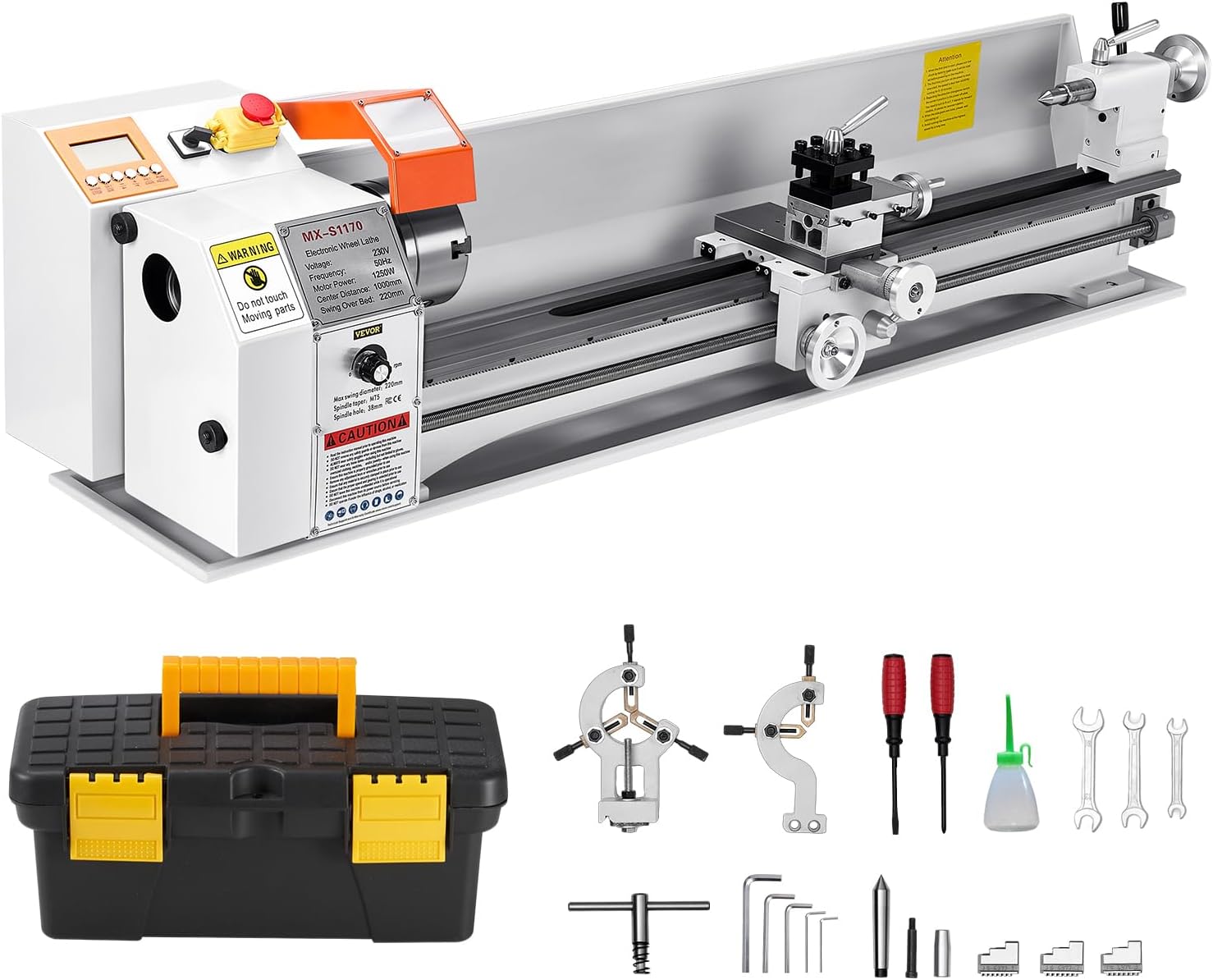VEVOR Metal Lathe Machine, 8.7 x 39 in, Precision Bench Power Metal Lathe, Automatic Feed, 0-2500 RPM Variable Speed, 1250W Brushless Motor, for Processing Precision Parts Soft Metals Wood Plastics