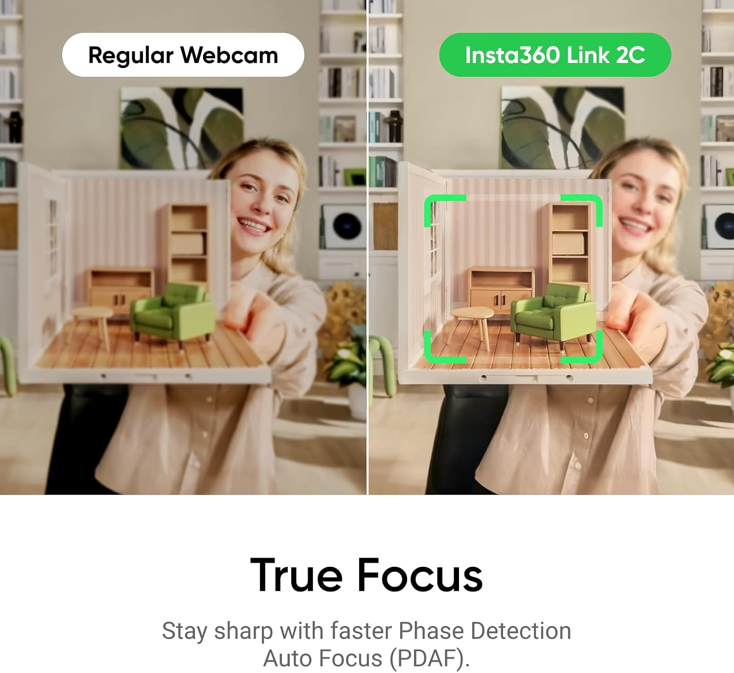 Insta360 Link 2C - 4K Webcam for PC/Mac, 1/2' Sensor, Auto Framing, HDR, AI Noise-Canceling Mic, Gesture Control for Streaming, Video Calls, Gaming, Works with Zoom, Teams, Twitch & More