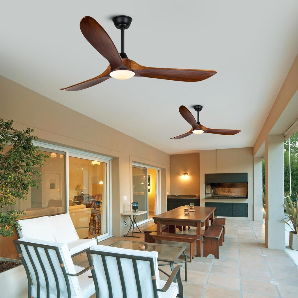 60 Inch Outdoor Ceiling Fan with Light and Remote, Rustic Farmhouse Ceiling Fan with Lights, 3 Blades Wood Ceiling Fan Large Damp Rated Indoor Outdoor Ceiling Fan for Exterior House Porch Gazebo