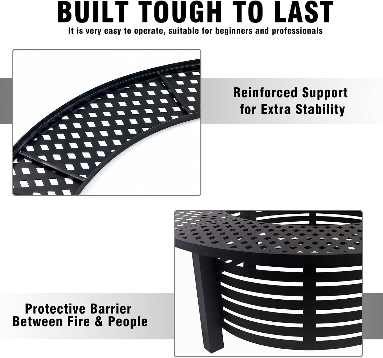 Fire Pit Surround Tabletop for Solo Stove Bonfire, 37.5'' Diameter Outdoor Steel Table with Extra Protective Layer, Expands Usable Space, 21.6'' Inner Diameter Fits 19–21'' Fire Pits
