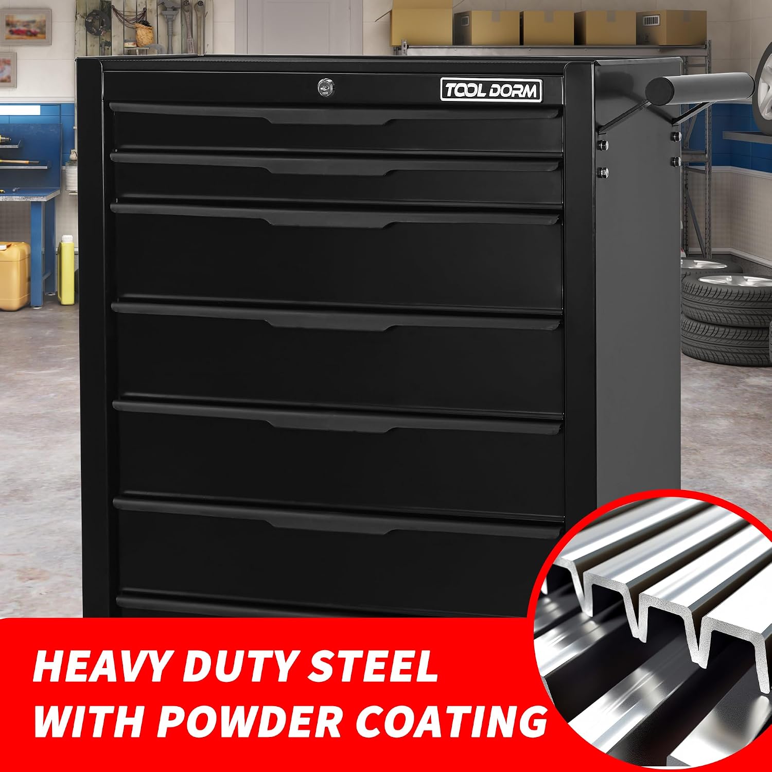 Tool Box Rolling Tool Cabinets, 24.2inch Rolling Toolbox with 7 Drawers, Metal Tool Chest with Wheels Tool Cart for Garage, Warehouse, Repair Shop, Workshop