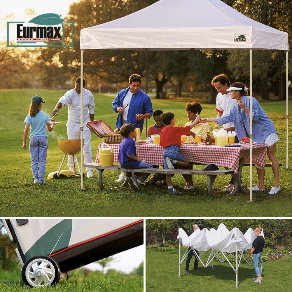 Eurmax USA Pro 10x10 Pop Up Canopy Wedding Party Tent Instant Outdoor Gazebo Pavilion Canopies BBQ Cater Events Aluminum Frame Commercial Grade Bonus Roller Bag (Blue)
