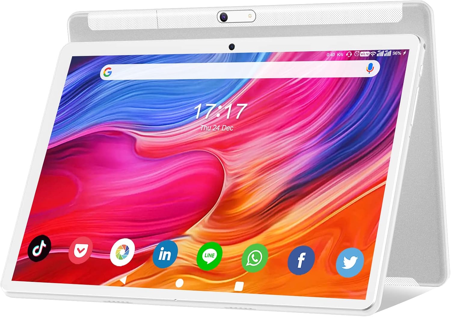 FEONAL Tablet 10.1 inch Android 12 Tablet 2024 Latest Update Octa-Core Processor with 64GB Storage, Dual 13MP+5MP Camera, WiFi, Bluetooth, GPS, 512GB Expand Support, IPS Full HD Display (Silver)