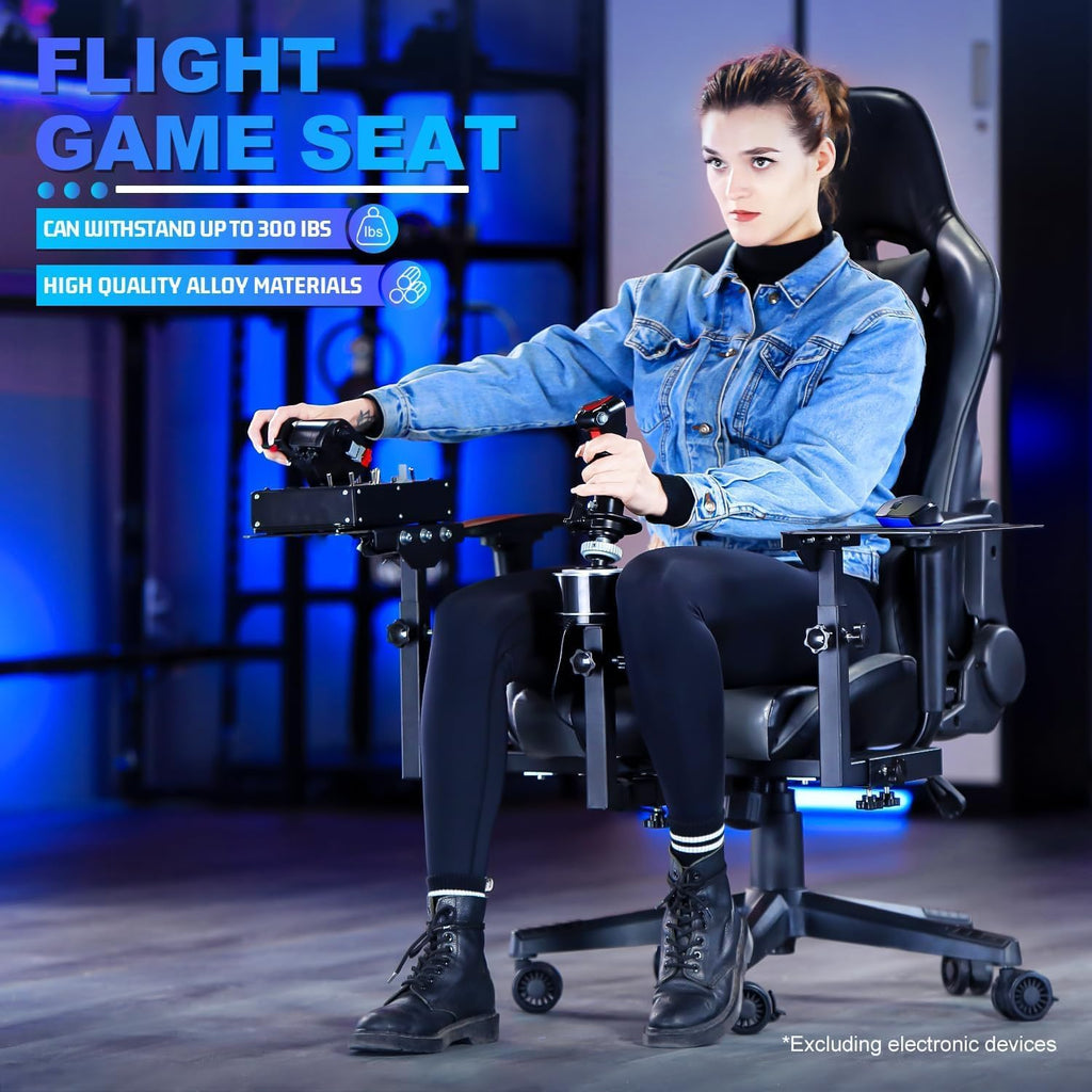 Marada Flight Joystick Hotas Mount with Chair Adjustable Fit for Thrustmaster, for Logitech X56 X52, for Hotas Warthog, More Stable Flight Simulator Cockpit with Seat, Not Include Gaming Devices