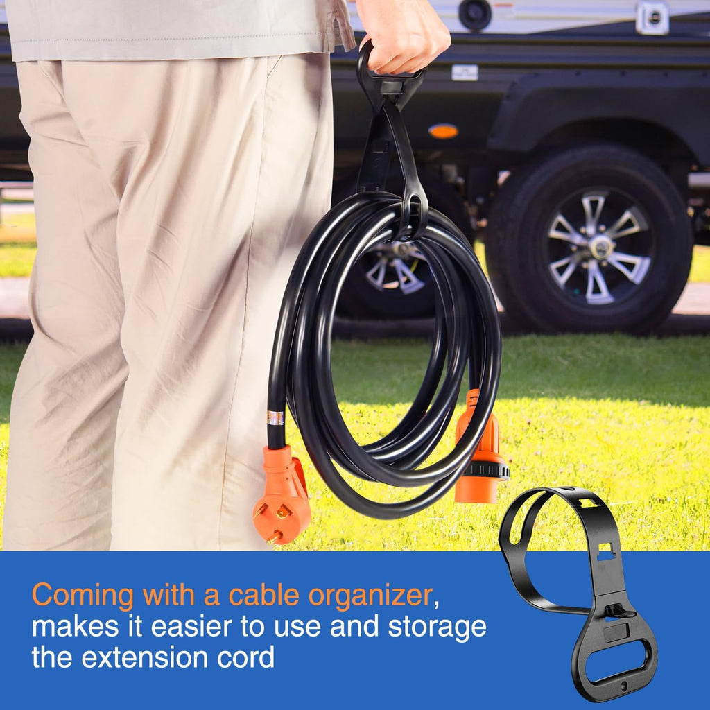 Nilight 30 Amp 50FT RV Locking Extension Cord 125V Heavy Duty 10 Gauge Pure Copper STW Wire ETL Listed 3 Prong TT-30P L5-30R 30F/30M Weatherproof Suit for Camper Trailer