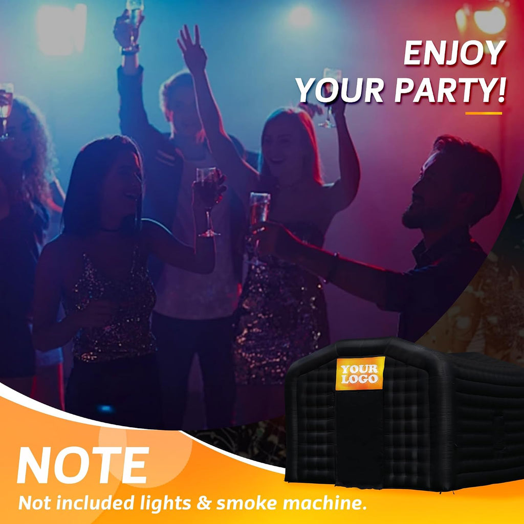 Step4Fun Large Black Inflatable Night Club 18x16x12 Ft Party Tent with Logo Area Disco Cube for Wedding Birthday Raves Dance Floor Yard Party
