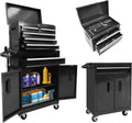 Torin 5-Drawer Rolling Tool Chest: Metal Tool Box with Wheels, Removable Top Tool Box, Liner, Adjustable Shelf and Locking Mechanism for Garage Workshop,Black