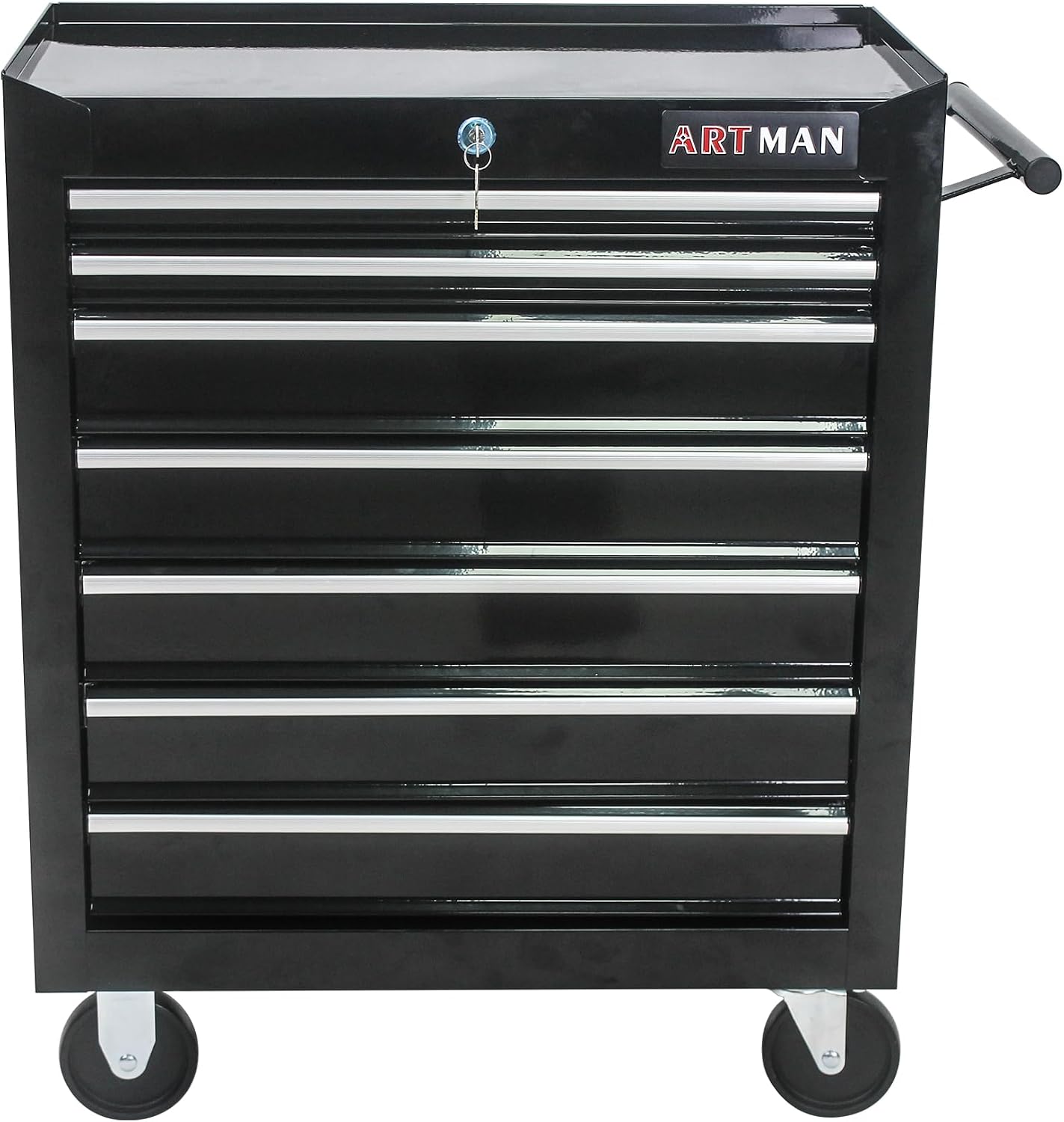 Tool Cart on Wheels 24.2in，7 Drawers Rolling Tool Box，Locked Drawers Storage Organizer Cabinet for Garage, Warehouse, Repair Shop, Workshop