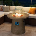 COSIEST 31.5-inch Round Fire Pit, Magnesium Oxide Outdoor Propane Fire Table, Certified, 40,000 BTU Stainless Steel Burner, Free Lava Rocks, Fits 20lb Tank Inside