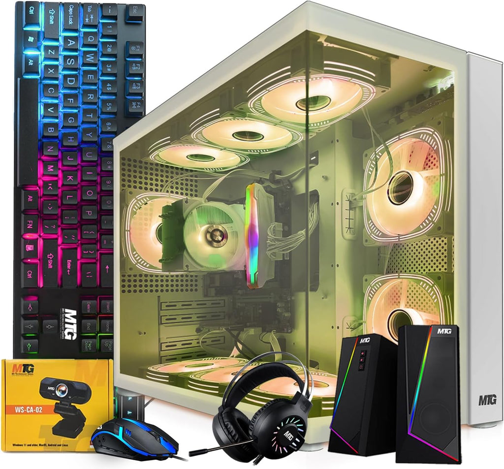 MTG Khuno Gaming Tower PC- Intel Core i5-8th Gen, RTX 3060 12GB 192 Bits, 16GB ARGB Ram, 256GB Nvme, RGB Gamer Bundle Combo, Webcam, Win 11 Home