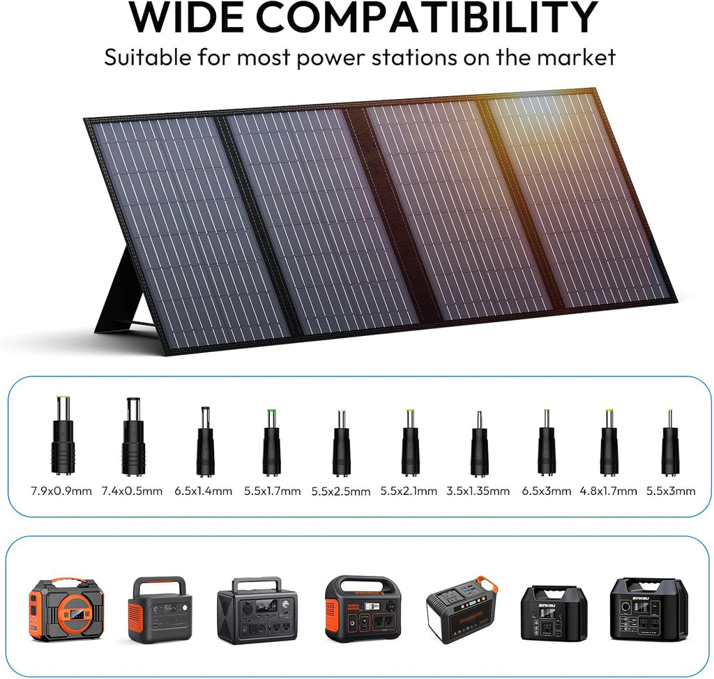 SinKeu 122.8Wh Portable Power Station with 60W Solar Panel, LiFePO4 Battery Solar Generator for Home Use, 150W Power Bank with AC Outlet for Camping, RV, Emergency Backup