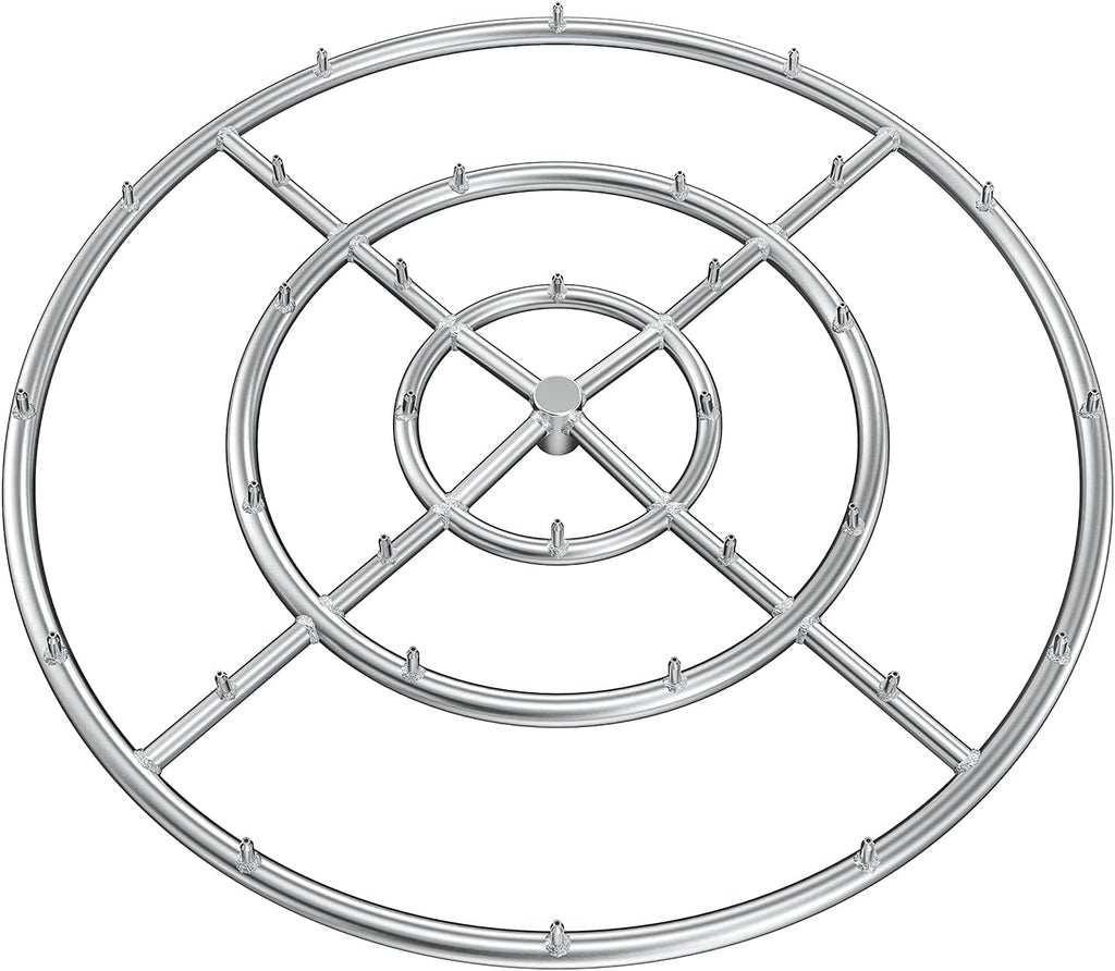 Stanbroil 30' High Flame Round Jet Burner Ring for Natural or Propane Gas Fire Pit, 304 Series Stainless Steel, Triple Ring