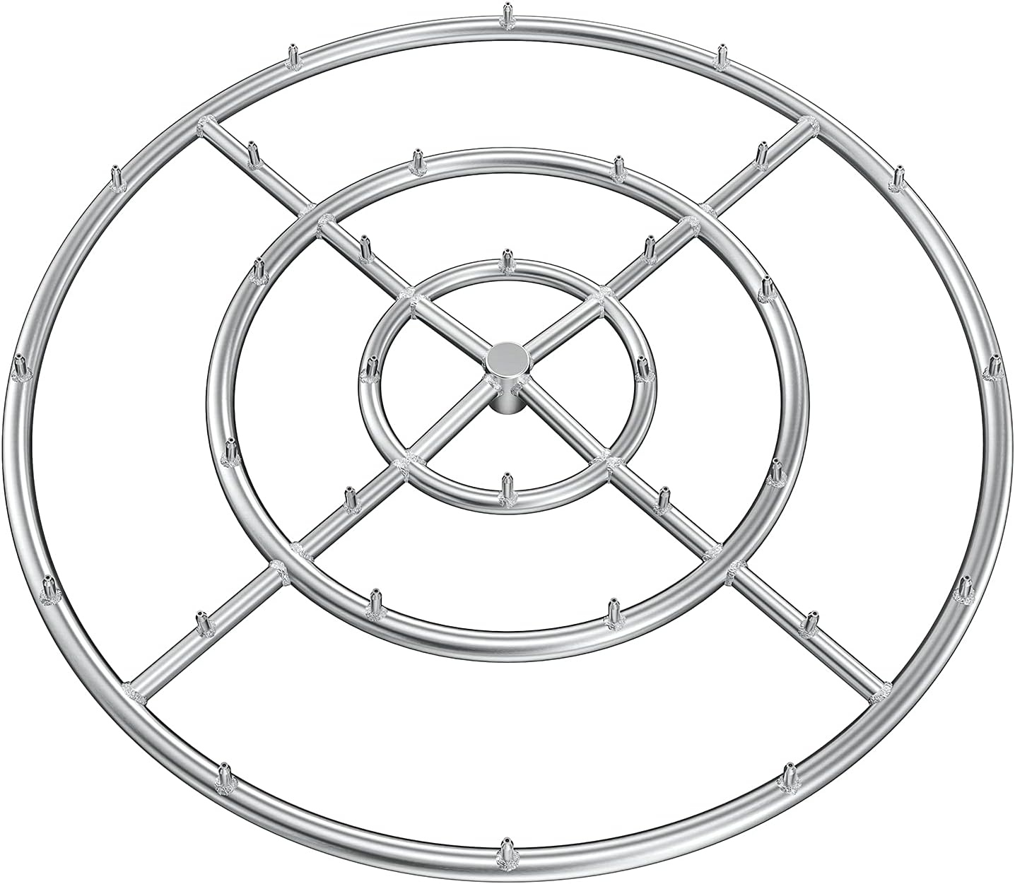 Stanbroil 30' High Flame Round Jet Burner Ring for Natural or Propane Gas Fire Pit, 304 Series Stainless Steel, Triple Ring