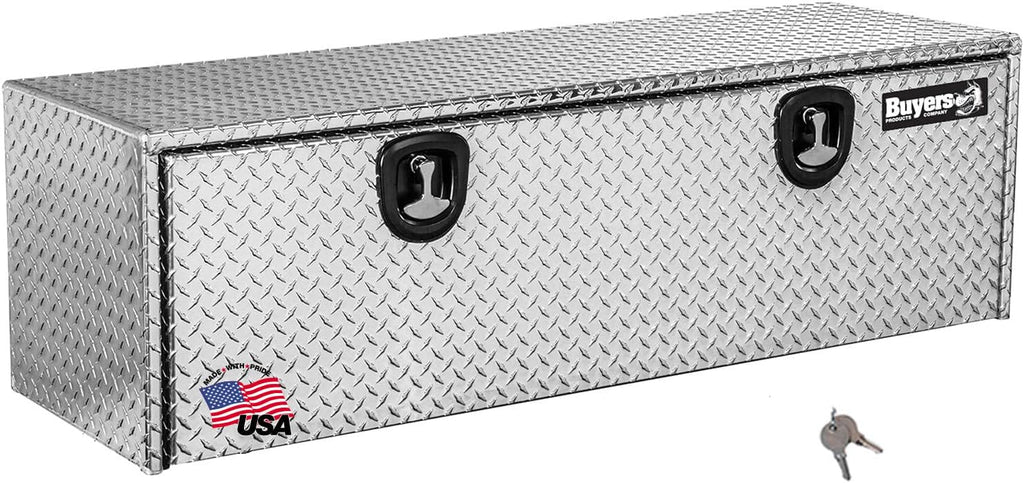 Buyers Products 1705115 Diamond Tread Aluminum Underbody Truck Tool Box, 18 x 18 x 60, Made in USA, .100 in. Thick, Corrosion-Resistant, Locking Compression Latch, Secure Storage for Work Trucks