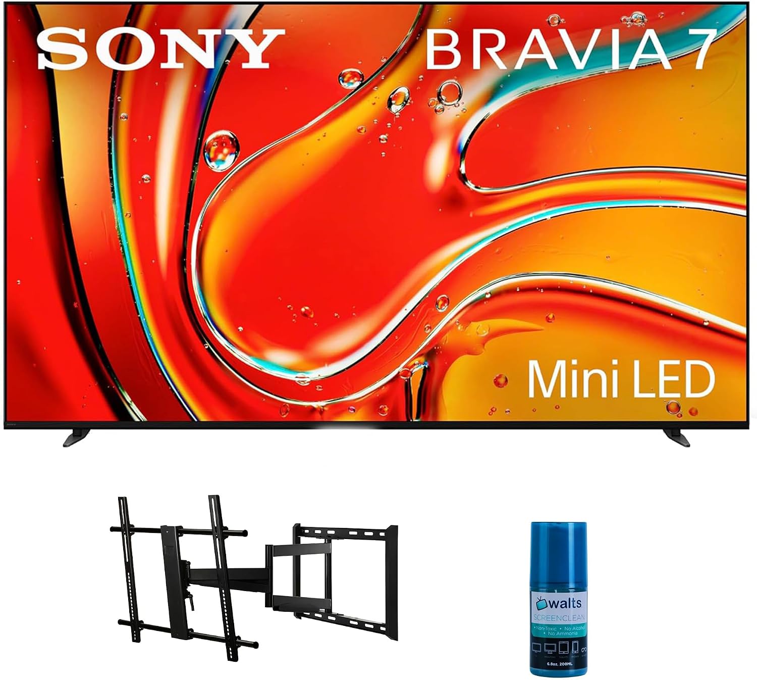 Sony K75XR70 75 Inch 4K Bravia LCD Mini LED Full Array HDR Google TV with a Walts TV Large/Extra Large Full Motion Mount for 43'-90' Compatible TV's and Walts HDTV Screen Cleaner Kit (2024)