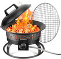 GasBRUH 19″ Outdoor Portable Propane Fire Pit with Grill Grate, Cover&Carry Kit,Fireplace,60,000 BTU Camping Propane Firepit,Portable Gas Fire Pit for Outside Patio,Camping,RV,Smokeless Gas Firebowl