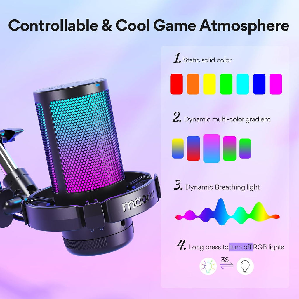 MAONO Gaming USB Microphone DGM20S, with USB Condenser Microphone Kit 192KHZ/24BIT AU-A04T f Plug & Play for YouTube, Gaming Recording, Computer, PS4, PS5, Mac, GamerWave DGM20S, A04T