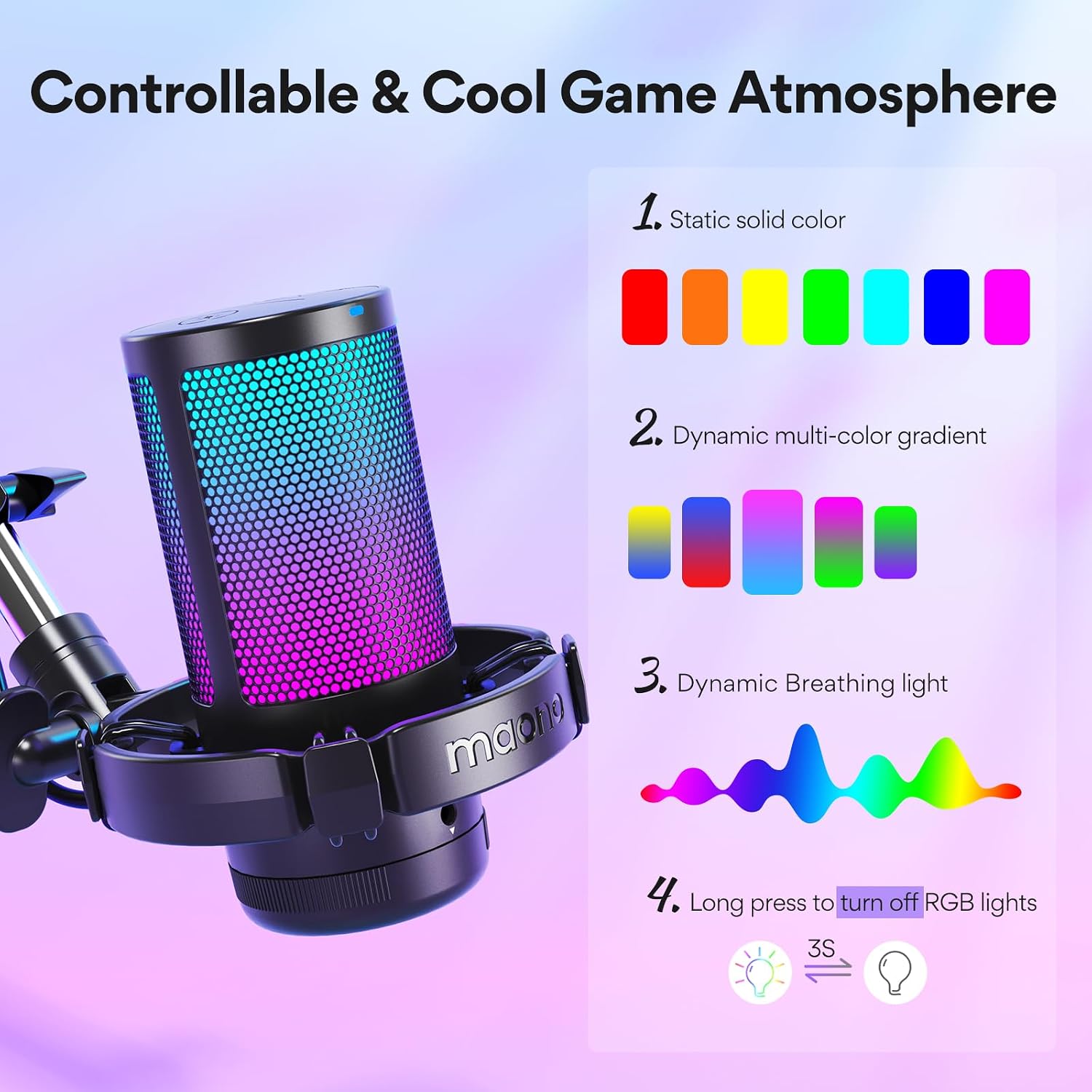 MAONO Gaming USB Microphone DGM20S, with USB Condenser Microphone Kit 192KHZ/24BIT AU-A04T f Plug & Play for YouTube, Gaming Recording, Computer, PS4, PS5, Mac, GamerWave DGM20S, A04T