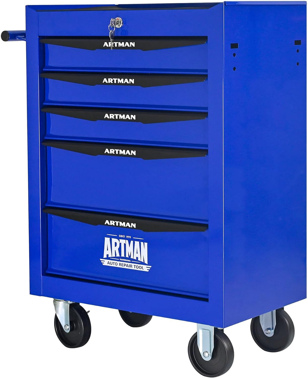 4 Drawers Tool Cart on Wheels, Multifunctional Rolling Tool Chest, Drawers Mobile Trolley Organizer Heavy Duty Tools Box with Locking Wheels & Ball Bearing Drawers (Blue, 4 Drawers)