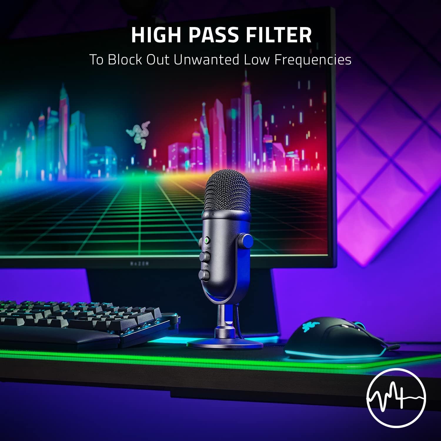 Razer Seiren V2 Pro USB Microphone for Streaming, Gaming, Recording, Podcasting on PC, Twitch, YouTube: High Pass Filter - Mic Monitoring and Gain Control - Built-in Shock Absorber and Mic Windsock