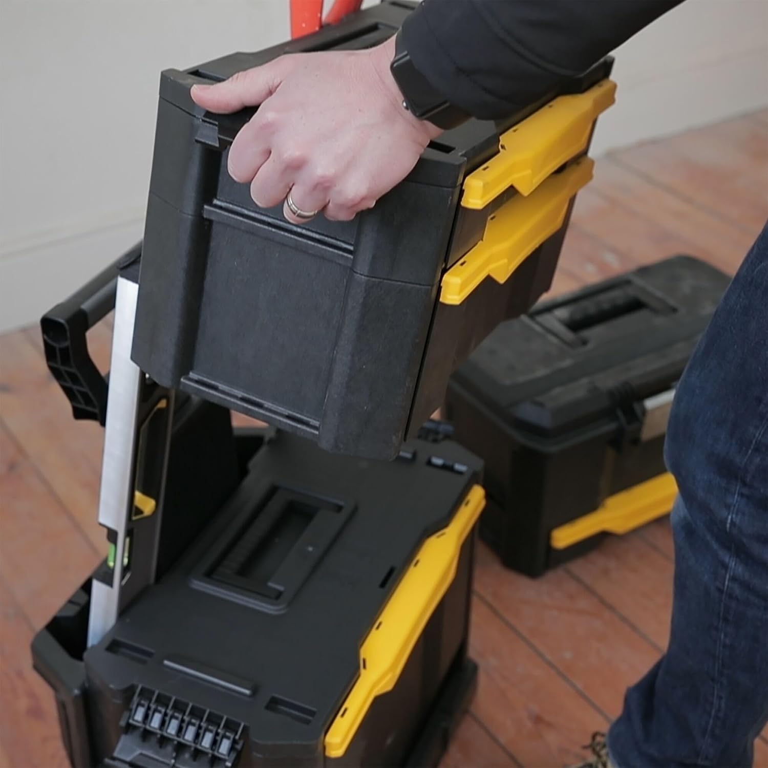 STANLEY Rolling Workshop Toolbox, Detachable Toolbox with Drawers, Flip Bin, Back Pocket, 7 Heavy Duty Wheels, 1-79-206