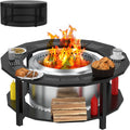 Fire Pit Surround Tabletop for Solo Stove Yukon, Bonfire, Tiki, Outdoor Smokeless Fire Pit Table for Wood Burning Fire Pits, Powder-Coated Steel Stove Table Surround with Cover for Solo Stove