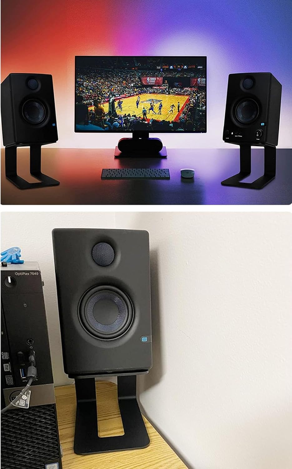 Studio Desktop Corner Speaker Stand, Portable Small Media Stereo Stand/Gaming Shelf for Bedside Office, Home Theater Electronics Equipment Shelf(Size:2pcs)
