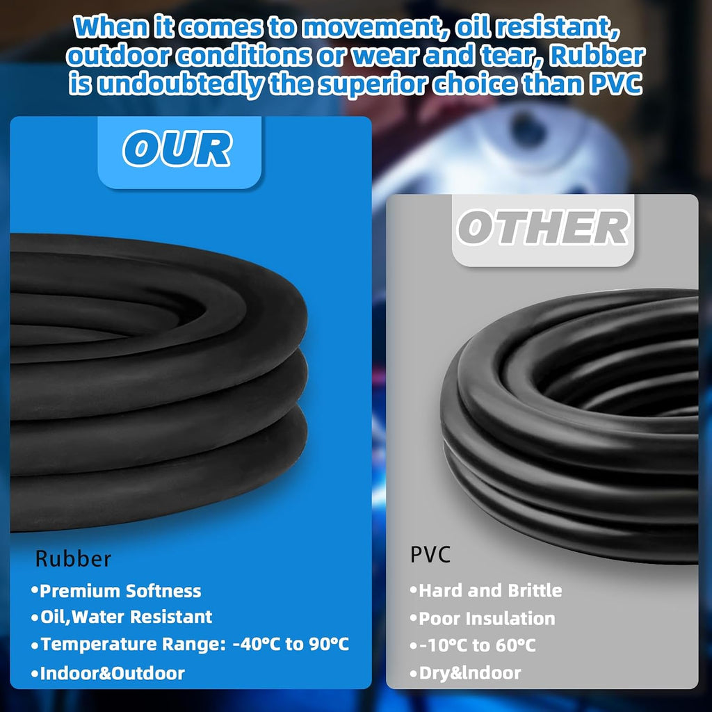 100ft 10/3 Wire 10 AWG SJOOW Wire Cable,10 Gauge Portable Power Cable 300V 3 Conductor SJOOW Cord for Motor Lead,Generator,Welder,NEMA14-30 RV Outlet Box,Battery Charger-Industrial Outdoor Use