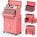 Greenvelly Tool Chest, 8-Drawer Rolling Tool Chest with Hooks and Lockable Wheels,Metal Storage Detachable Top Tool Box with Lockable Wheels for Garage,Workshop,Art Studio(Pink)