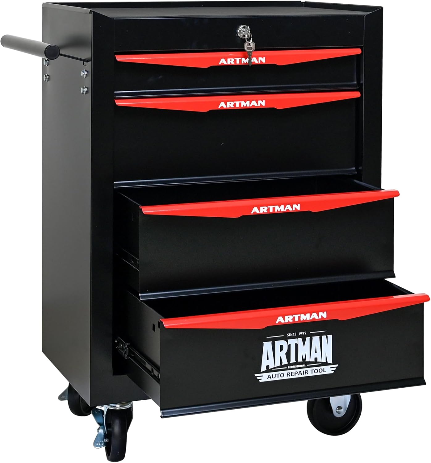 4 Drawers Tool Cart on Wheels, Multifunctional Rolling Tool Storage Chest, Drawers Rolling Trolley Organizer Tool Box for Warehouse, Garage, Workshop, Repair Shop (4 Drawers-30.5' H)