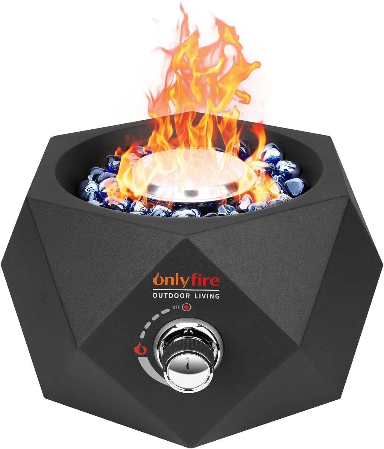 14' Modern Tabletop Gas Fire Pit, Portable Firepit Works with 1lb Propane Gas for Patio Backyard Porch Camping RV Tailgating, Side-Mounted, FP004