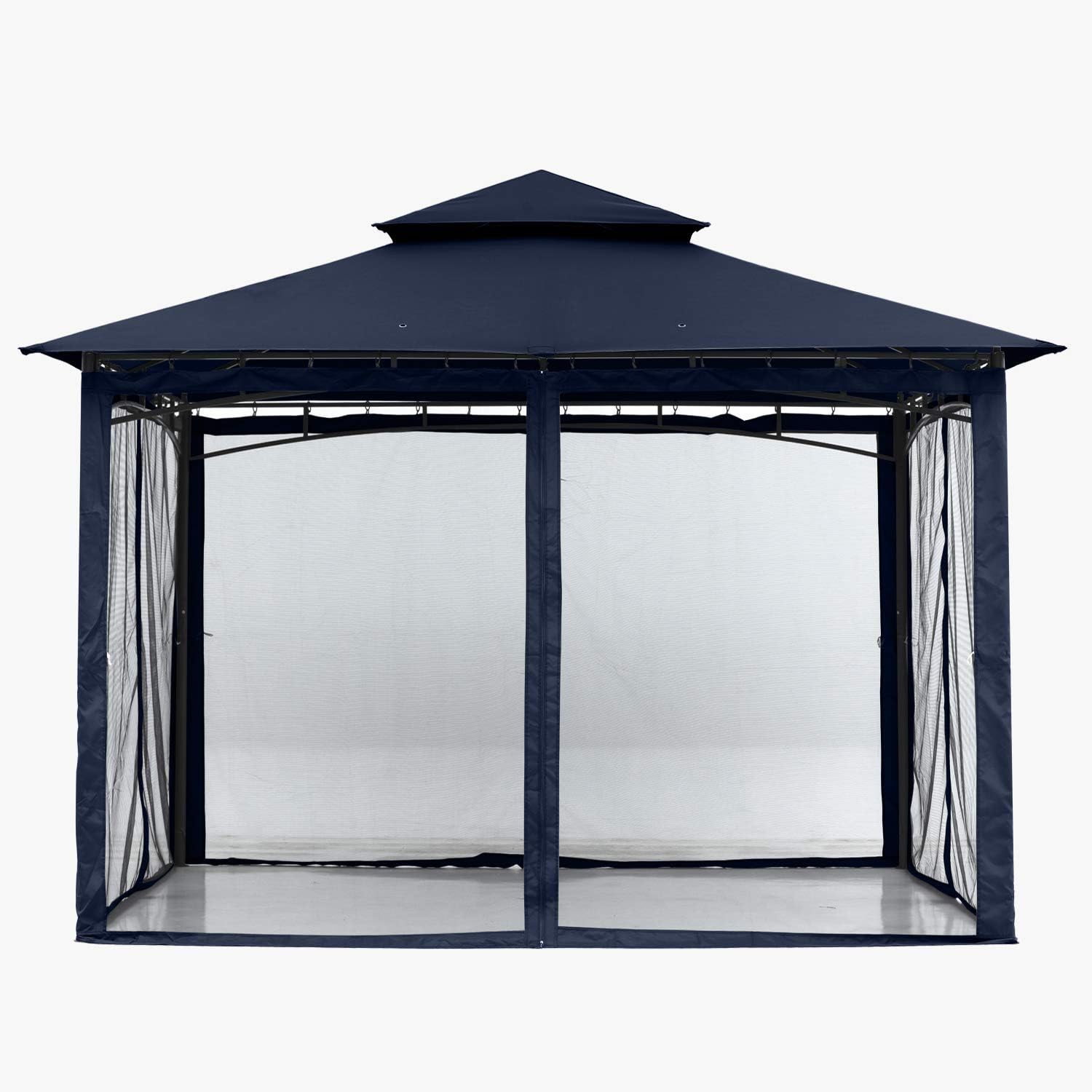 ABCCANOPY Gazebos for Patios 10x10 - Outdoor Steel Frame Gazebo with Mosquito Netting for Lawn Backyard Garden Deck (Navy Blue)