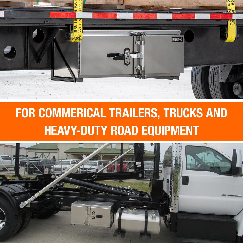 Buyers Products 1762603, 18x18x48 Smooth Aluminum Underbody Truck Tool Box with Double Barn Door, Heavy‑Duty 0.125 in Aluminum, Cam‑Lock Hardware, Rain Gutter Seal, Universal Mount