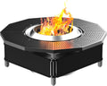 Fire Pit Surround Tabletop Use for Solo Stove Bonfire Ranger Yukon 2.0, Adjustable Surround Tabletop for Solo Stove Mesa with UV-Resistant Outdoor Fabric, Metal Black for Indoor Outdoor Use