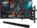 SYLVOX 75' Outdoor TV Bundle with Wall Mount & S2 Soundbar, 4K HDR Waterproof Smart TV (Deck Pro 3.0), 1000 Nits, Voice Remote, for Patio & Backyard
