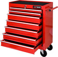 7 Drawers Tool Cart on Wheels, 7 Drawer Rolling Tool Chest with Key Lock, Trolley Organizer Tool Case, Multifunctional Rolling Tool Box for Garage,Warehouse,Workshop,Repair Shop (Red)