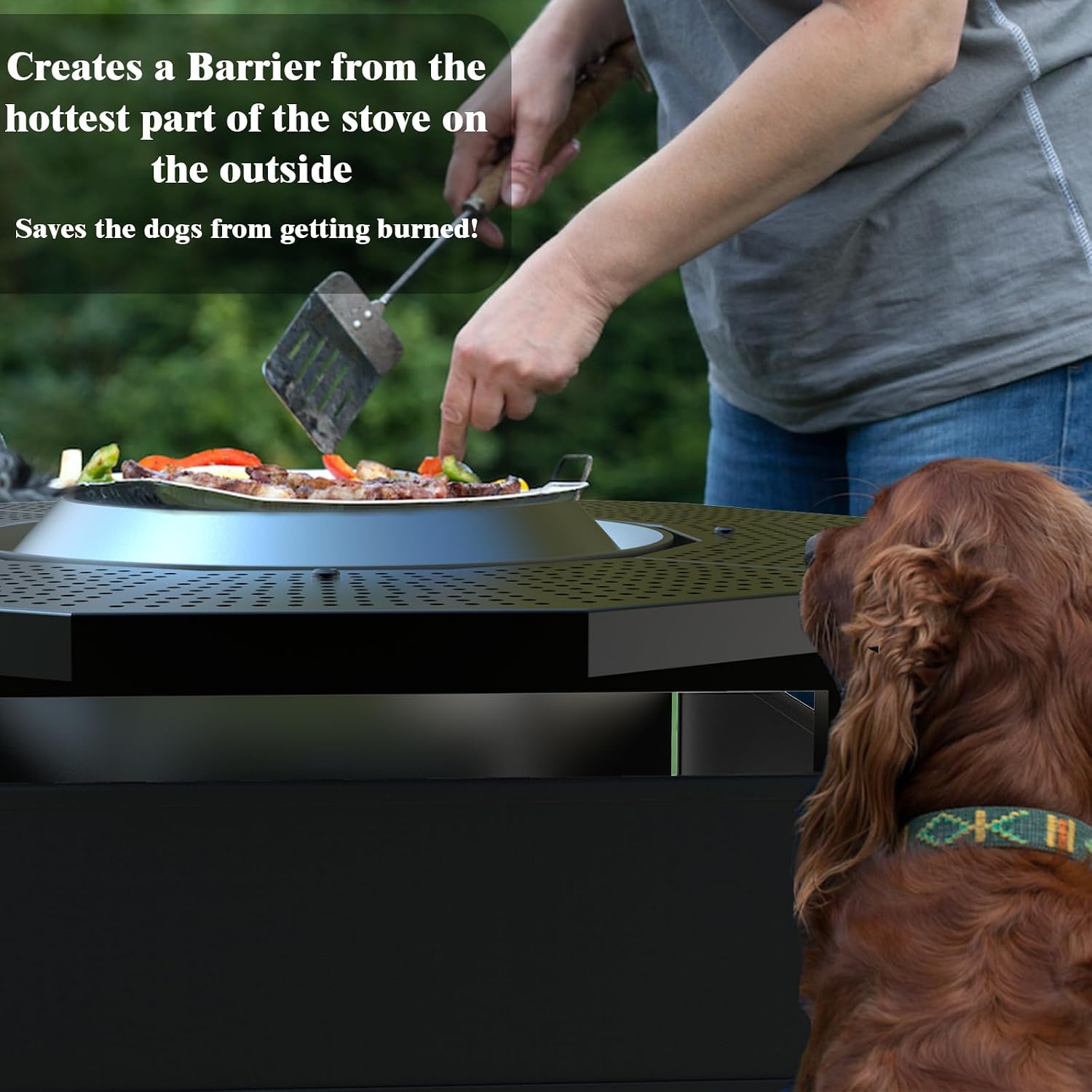 Fire Pit Surround Tabletop for Solo Stove Bonfire Ranger 2.0, Thick Powder-Coated Steel Surround Tabletop, Outdoor FirePit Table, UV-Resistant Outdoor Fabric & Adjustable Height