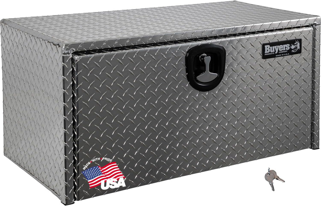 Buyers Products 1705118 Diamond Tread Aluminum Underbody Truck Tool Box, 20 x 20 x 36, Made in USA, .100 in. Thick, Corrosion Resistant, Locking Compression Latch, Secure Storage for Work Trucks