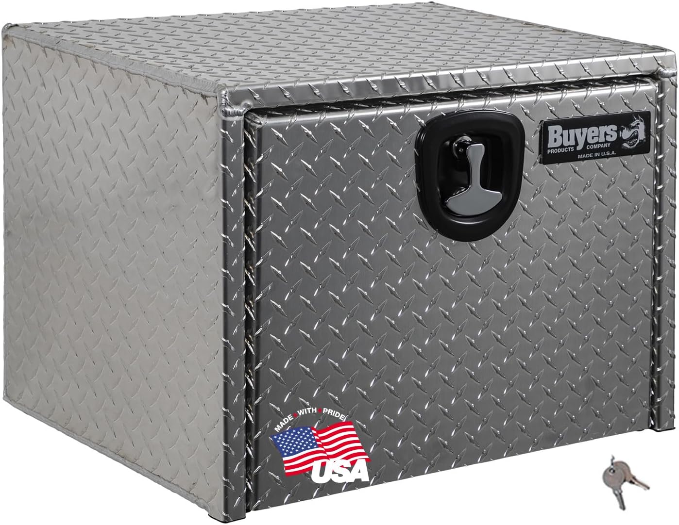 Buyers Products 1705130 Diamond Tread Aluminum Underbody Truck Tool Box, 24 x 24 x 24, Made in USA, .100 in. Thick, Corrosion-Resistant, Locking Compression Latch – Secure Storage for Work Trucks