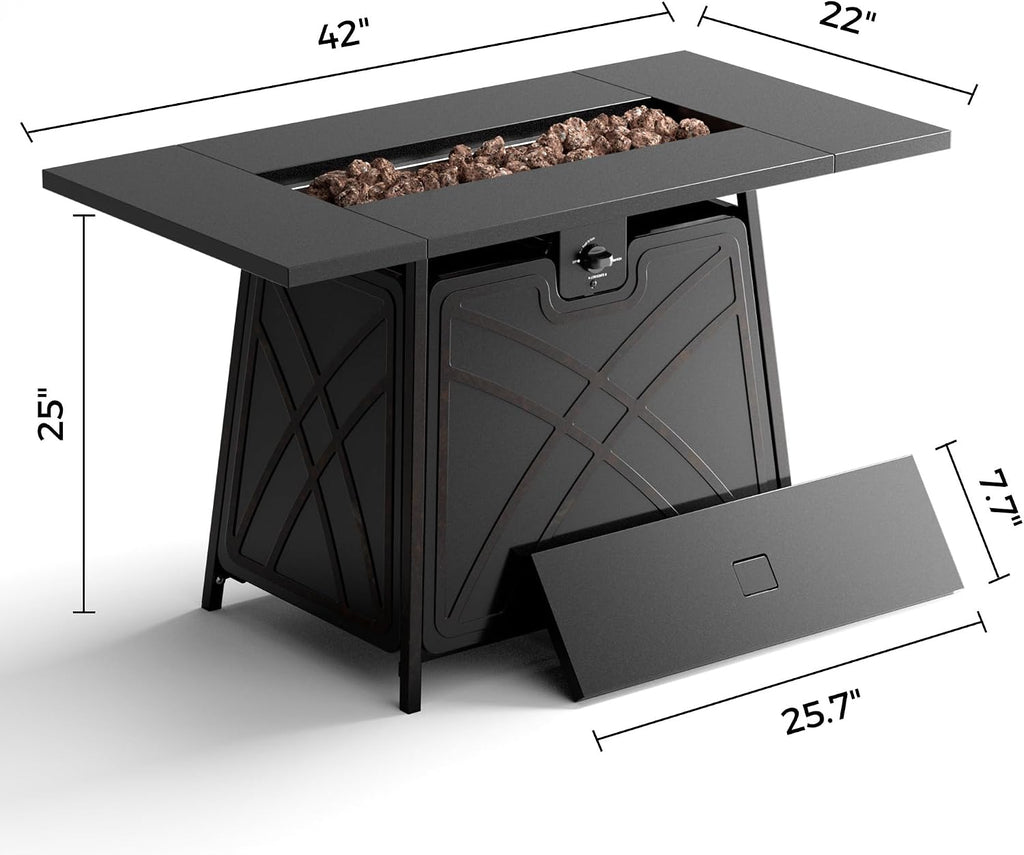 BALI OUTDOORS Propane Fire Pit Patio Outdoor Fire Pit Table Large Firepits for Outside Black