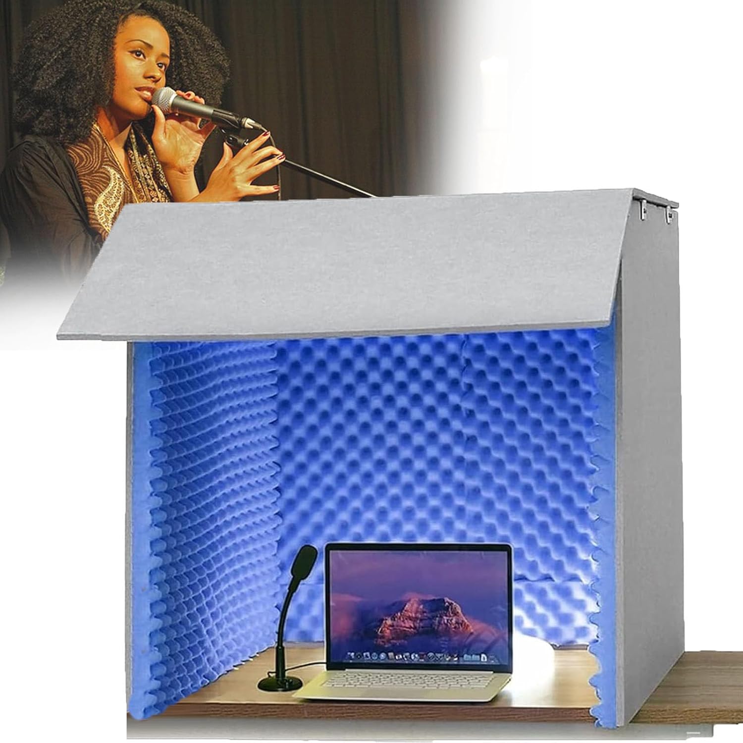 Soundproof Recording Booth, Portable Isolation Room for Home Studio, Microphone and Podcast Recording, Gaming and Broadcasting
