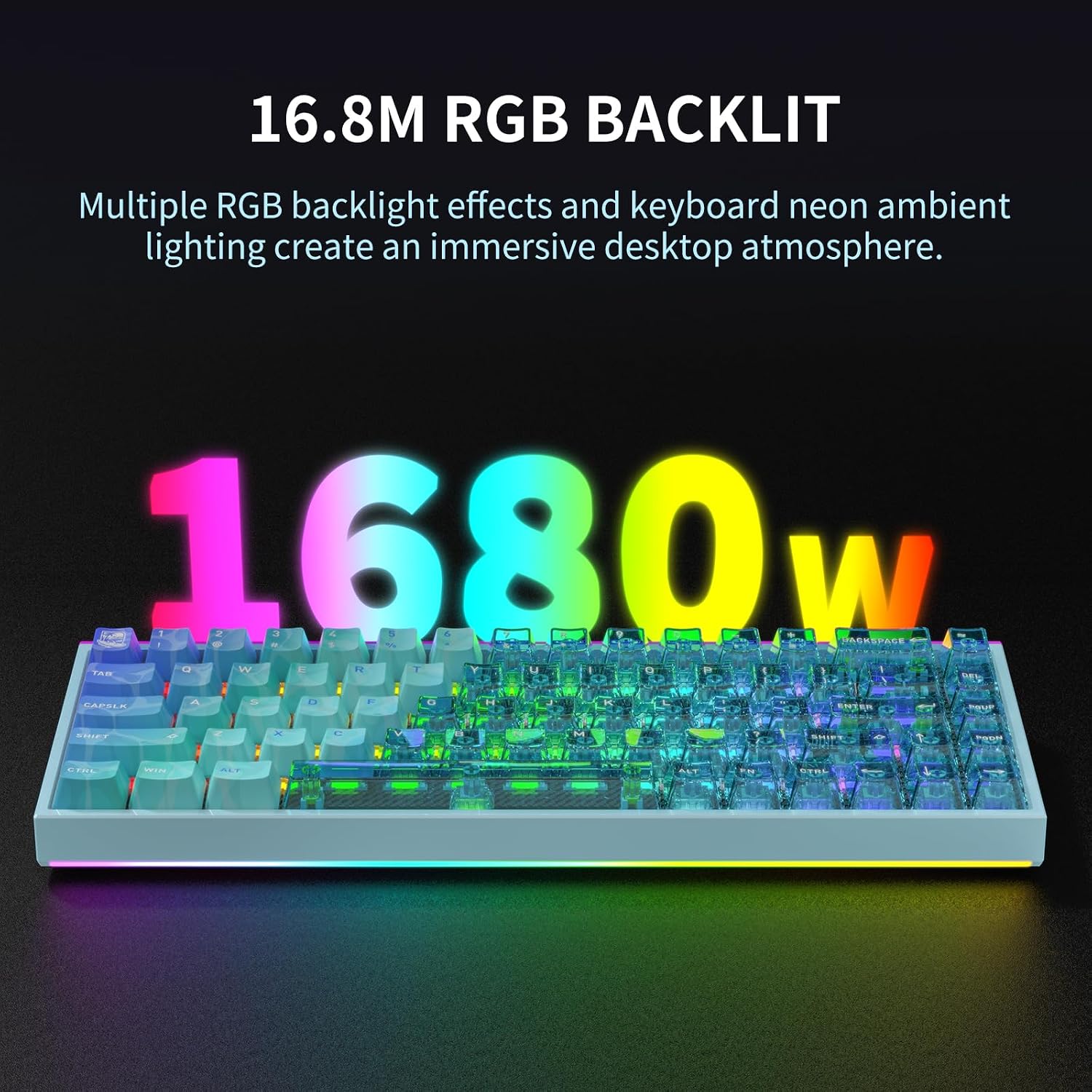 Hexgears MAG68-65% Mechanical Gaming Keyboard Wired, Magnetic Switch Hot-Swappable, Adjustable Rapid Trigger Mode, 8000Hz Polling Rate, All-Aluminum Case, 16.8M RGB Backlit&Strip - Waves