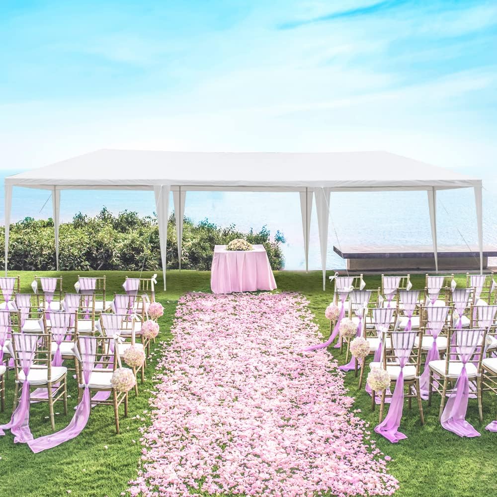 Outdoor Party Tent Wedding Birthday Tents for Parties Canopy Tent with Removable Sidewalls & Transparent Windows Outside Gazebo Event Tent for Garden Patio and Backyard (10'x30' Without Sidewalls)