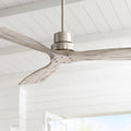 Casa Vieja 52' Delta-Wing DC Modern 3 Blade Indoor Ceiling Fan with Remote Brushed Nickel Silver Gray Solid Wood Damp Rated for Patio Exterior House Home Porch Gazebo Garage Barn - 12' Downrod