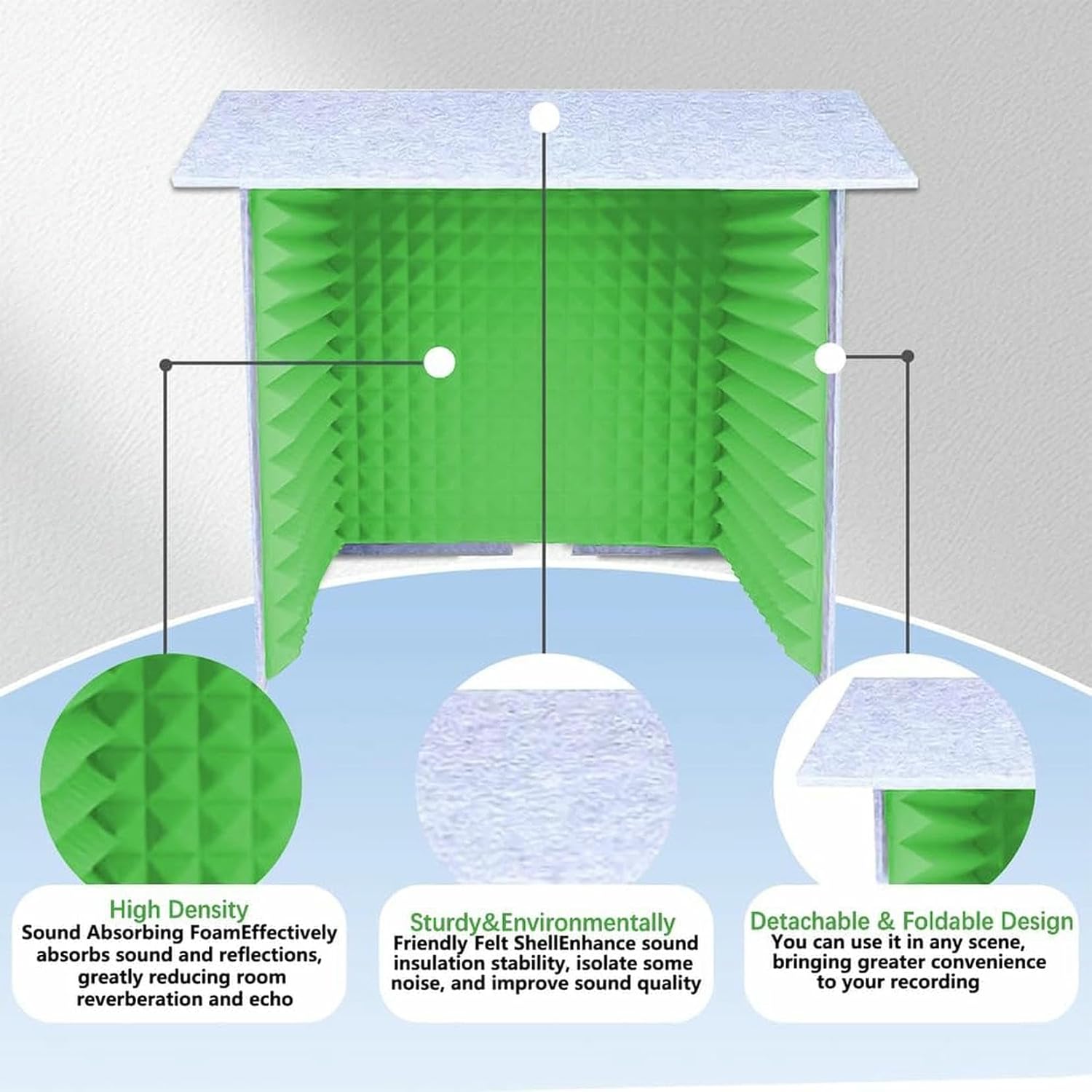 Music Desktop Soundproof Booth, Portable Recording Cover, Filter Vocal Sound Isolation Box, for Singing Gaming and Broadcasting