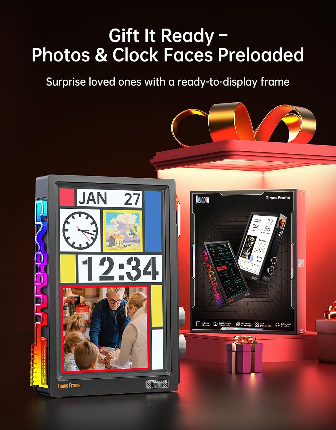 Divoom Times Frame-10.1' Digital Picture Frame and Ditoo Pixel Art Gaming Portable Bluetooth Speaker