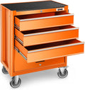 DNA Motoring 3-Drawer Rolling Tools Chest, Rolling Tool Storage Cabinet, Heavy Duty Mechanic Tool Cart, Trolley Organizer for Garage, Warehouse, Workshop, Orange, TOOLS-00400