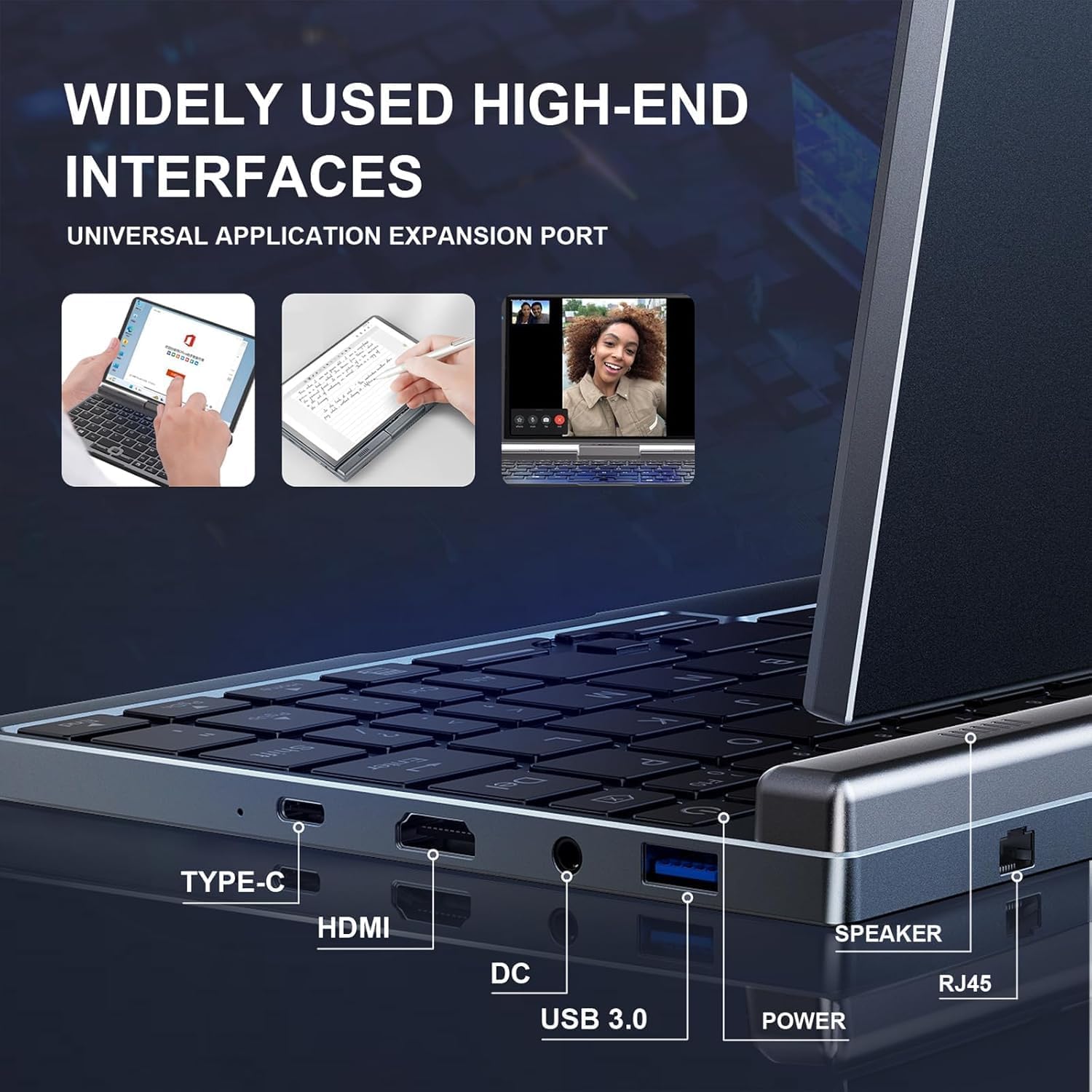 KOOFORWAY 8' Mini Laptop 2-in-1 HD Touchscreen Portable, Win 11 Pro Portable Pocket PC, N150 12 GB LPDDR5 1TB M.2 SSD, Wi-Fi 6, BT 5.2 2 MP Camera, G-Sensor, HDMI, Type C
